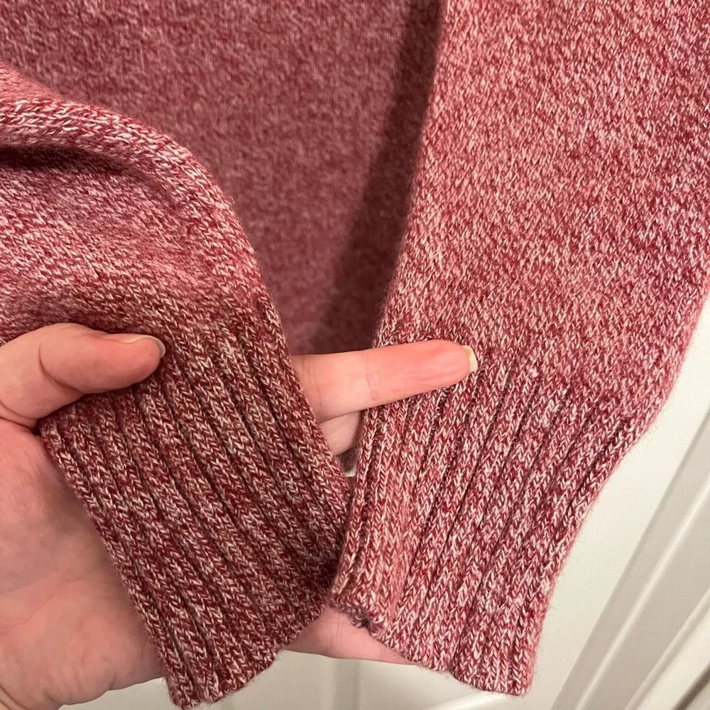 Athleta Vital V-Neck Tunic Wool Cashmere Sweater Maroon/ White Marl Size Small